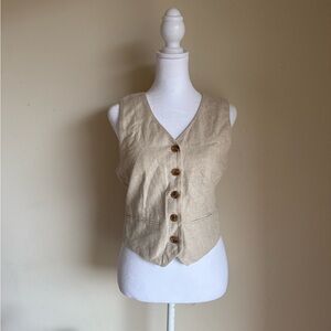 Banana Republic Beige Button-Up Vest